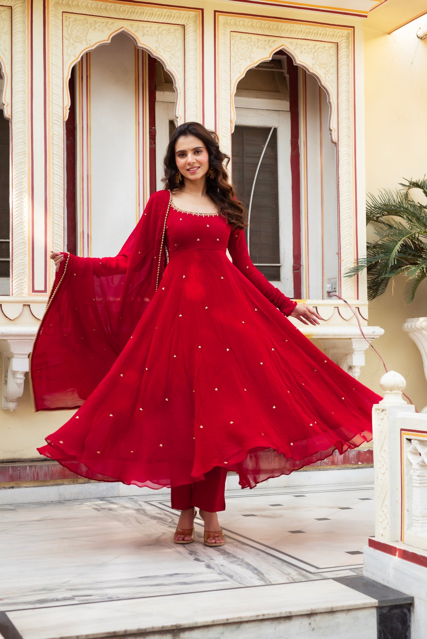 Most Trending Karwa Chauth Special Red Color Anarkali Suit