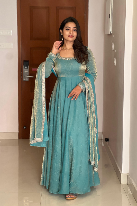 Festive Special Fandy Satin Silk Anarkali Gown