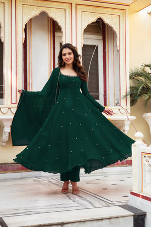 New Launching Green Handwork Anarkali Suit Set